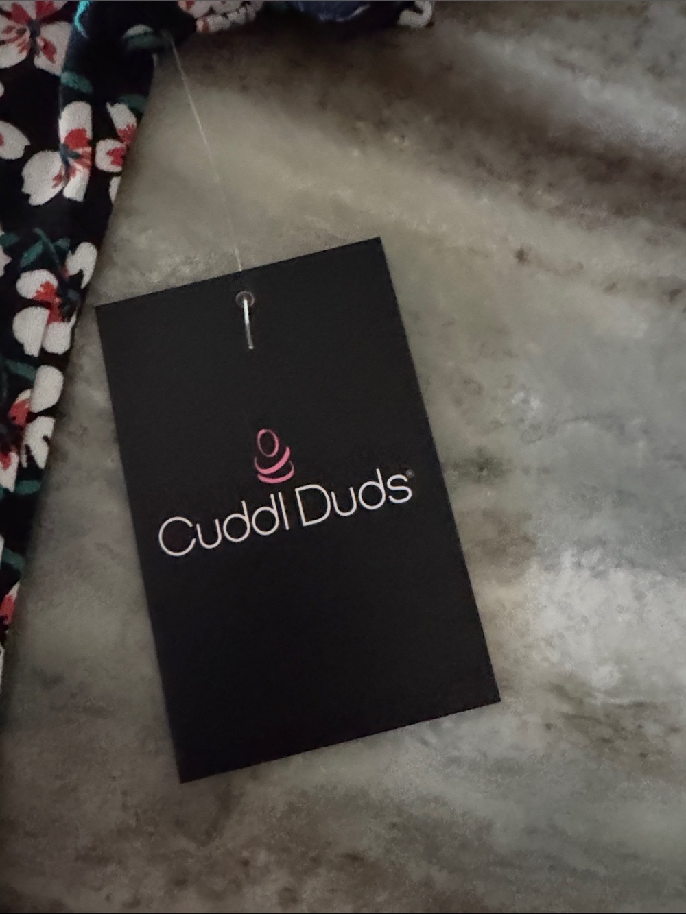 Cuddl Duds Black Floral Pajama Top with Coral Trim - Picture 3 of 5
